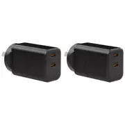2x EFM Eco 50W Dual Port Mobile Phone Wall Charger Socket Power Adapter Black