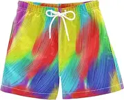 [RPLIFE] Boys' Swim Shorts & Trunks, Anti Chafe Swim Trunks Boys 2 T, Gradient Rainbow