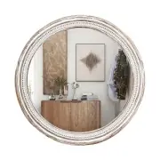 Round Mirror 24 inch Circle Mirrors for Wall Decor, Rustic Farmhouse Wood