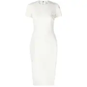 [Victoria Beckham] Victoria Beckham Twill Midi Dress 14 UK NEUTRALS