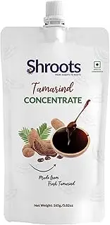 SHROOTS Pure Tamarind Paste Concentrate Pure Vegetarian Gluten Free No Added Sugar Imli Pulp for Indian Dish & Thai Curry Sweet, Sour & Tangy Flavor Perfect for Chutneys & Sambar - 5.82 oz, Pack of 1