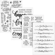 4 Sheets Words Clear Stamps for Card Making Silicone Stamp with Greeting Words Pattern for Easter Birthday Holiday Card and DIY Scrapbooking Journal(Classic)