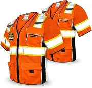 KwikSafety EXECUTIVE Safety Vest Class 3 High Visibility ANSI OSHA Yellow & Orange | Small to XX-Large