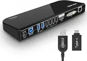 [WAVLINK] USB 3.0 Universal Docking Station, USB 3.0 Laptop Docking Station Dual Display with HDMI & DVI to VGA/HDMI, Gigabit Ethernet, 6 USB Ports, Audio for Laptop, Ultrabook and PC, No Power Charging