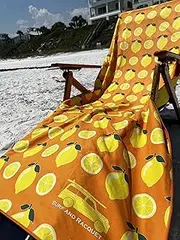 Surf and Racquet Towels, Quick Dry, Sand Resistant, Light Weight and Compact (Lemons Yellow and Orange, 78 x 35 Towel)