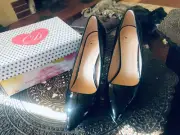 NEW My Delicious Shoes Scheme Womens Classic Slip On Stiletto High Heel Black 8