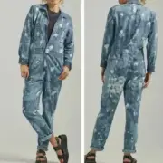 Free People Lee Vintage Modern Union Alls Paint Splatter NWT Denim Jumpsuit L