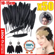 50pcs Black 10-15cm Goose Feathers DIY Craft Cake Party Wedding Decoration AU