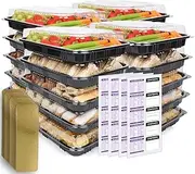 Food Sandwich Platter Trays with Lids - Reusable Multi Pack Plastic Catering Meal Prep Tray Serving for Party Buffet, Sushi, Cake, Sweets, Cheese, Pizza Meal Prep 33.5 x 24 x 7cm (40)