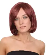 French Women Short Wine red Bob Wig | Premium Breathable Capless Cap | HW-1748