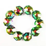 10Pcs Faceted Rainbow Titanium Crystal Octagon Pendant Bead SK60832
