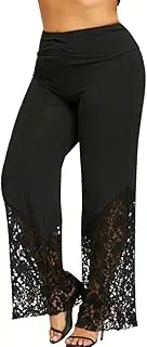 [Generic] Lace Leggings for Women 2025 Trendy High Waist Plus Size Wide Leg Yoga Pant Loose Comfy Workout Athletic Jogger Pants