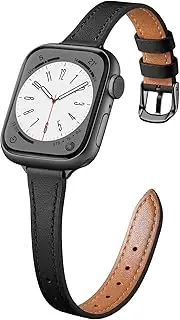 [WJK] Slim Leather Band Compatible with Apple Watch Series 10 9 8 7 6 5 4 3 2 1 SE iWatch 38mm 40mm 41mm 42mm Women, Top Grain Genuine Leather Thin Wristband for Apple Watch Ultra 2/Ultra, Multi Colors