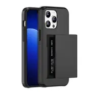 ZUSLAB for Apple iPhone 15 Pro Max Case Slide Armor Card Holder Protective Shockproof Hard Back Cover (2023) - Black