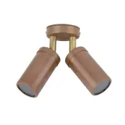 Pillar Light Double Adjustable GU10 Aged Copper IP65 Round Back Plate Anti-Glare