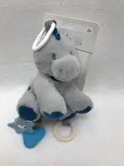 Kelly Baby Gray Blue Dino 10" Plush Rattle Clip On Lovey Toy Kellybaby Pram Toy