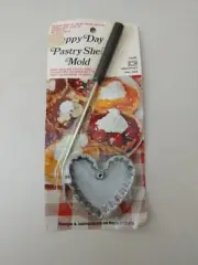Vintage Happy Day Pastry Shell Heart Fryer Mold With Handle for Chef-Valentines!