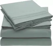 4Piece Spa Blue Full Size Solid Color Bed Sheets Pillowcases Microfiber Soft