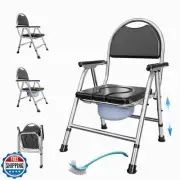 4 in 1 Folding Bedside Commode Chair for Elderly with Arms and Back,Adjustabl