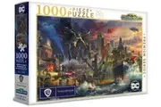 Thomas Kinkade DC Comics Justice League Showdown at Gotham City Pier Puzzle, 1000 Piece