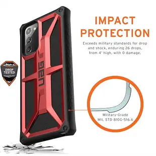 【美國代購-現貨】UAG Samsung Galaxy Note20 Ultra 5G [6.9英寸屏幕]堅固輕巧的超薄防震手機殼 紅黑色