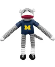 14" in. Sock Monkey Dog Toy NCAA Michigan Wolverines Team Color, One Size