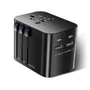 Universal Travel Adapter International Power Adapter 2 USB A 2 USB C Ports AC