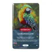 Derwent Chromaflow Soft Core Colour Pencils Tin Case 12 Assorted 2305856