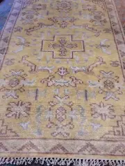 Turkish Oushak Area Rug 3 X 5 Ft Wool Hand Knotted New Woven A+ Light Gold