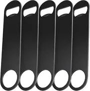 WEGAZ-5 Pack 7inch Black Stainless Steel Flat Beer Bottle Opener,Stainless Steel