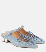 [Ganni] Ganni Embellished lace-up denim mules AU 9 blue