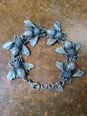 Taxco Mexico 28+g 925 Sterling Silver 7¾" Bumblebee Honey Bee Link Bracelet NEW