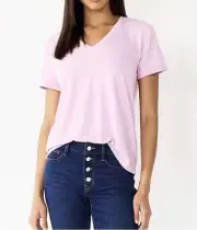 Nine West Essential Lilac Short Sleeve V-Neck Basic Stretchy T-Shirt Top XXL NEW