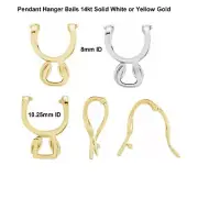 14K White or Yellow Gold Hinged Pendant Hanger Bail Pearl Bead Enhancer Charms