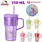 Sanrio Water Bottle 750ML Straw Cup Flask Cinnamoroll kuromi Anime Plastic Sport