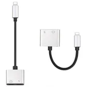 8 Pin 2 In1 Dual Adapter Charging Splitter For Iphone X / 7 Plus Silver Cables & Adapters