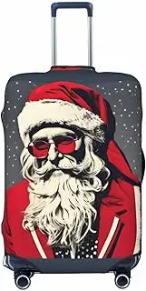 [CADREWY] Cute Santa Claus Print Travel Suitcase Cover Luggage Protector with Elastic Anti Scratch for Carry On, Black, Large