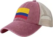 [Generic] Flag of Colombia Cowboy Mesh Baseball Cap for Colombian Man Woman Outdoor Adjustable Denim Hat