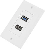 USB3.0 Multimedia Wall Panel Socket Video Strong Durable Easy Connection Engineering Wiring White 1 Pack