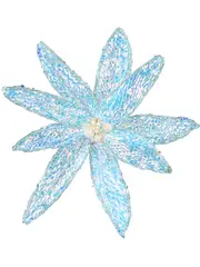 Turquoise Poinsettia With Iridescent sequins Christmas Flower Pick - 26cm