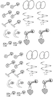 2 Sets Ear Earrings for Men Mens Earrings Men Earrings Ear Jewelries Male Earrings Ear Bone Studs Ear Accessory Men Ear Decor Earrings Stainless Steel Silver WOFASHPURET