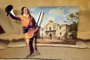 Davy Crockett Hero of the Alamo, With Alamo Tabletop Display Standee 10" Tall