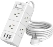 5Ft Surge Protector Power Strip - Plug Extension Cord 6 Outlets and 4 USB Ports
