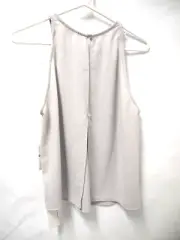 NWT American Apparel Womens Top S Crepe Open Back Grey High Neck Sleeveless Tank