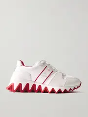 [Christian Louboutin] Christian Louboutin - Nastroshark Embroidered Grosgrain-trimmed Canvas And Leather Sneakers - White - IT38.5 IT 38.5 White