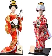 Set 2 Pieces Traditional Japanese Dolls Geisha Girl Geiko Kimono Ancient Doll Home Collection Art Decoration,A1,12 inch/4161 (Color : E8, Size : 12 inch)