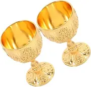 [AUTSUPPL] Medieval Style Goblet Vintage Chalice Metal Cup Elegant Wine Glass Liqueur Cup Set of 2 Perfect for Decor Parties