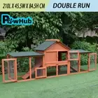 PawHub Double Run Wooden Chicken Coop Rabbit Hutch Bunny Cage