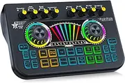 Tenlamp X3 Gaming Audio Mixer, Live Sound Card with 3.5mm Condenser Microphone Input, Voice Changer Soundboard for PC, Mobile Streaming, Podcast Recording, Singing, and Short Video Content Creation
