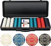 SLOWPLAY Nash Ceramic Poker Chips Set for Texas Hold'em, 500 PCS [Blank Chips], 39mm & 10g Each | Features a High-end Chip case with Extra Durable German Polycarbonate Shell
